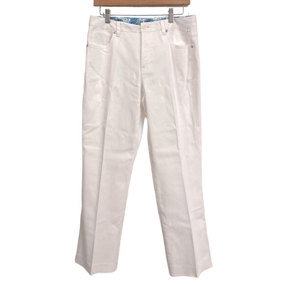 Sigrid Olsen White Twill Straight Leg Pants Size 8 - Picture 1 of 8